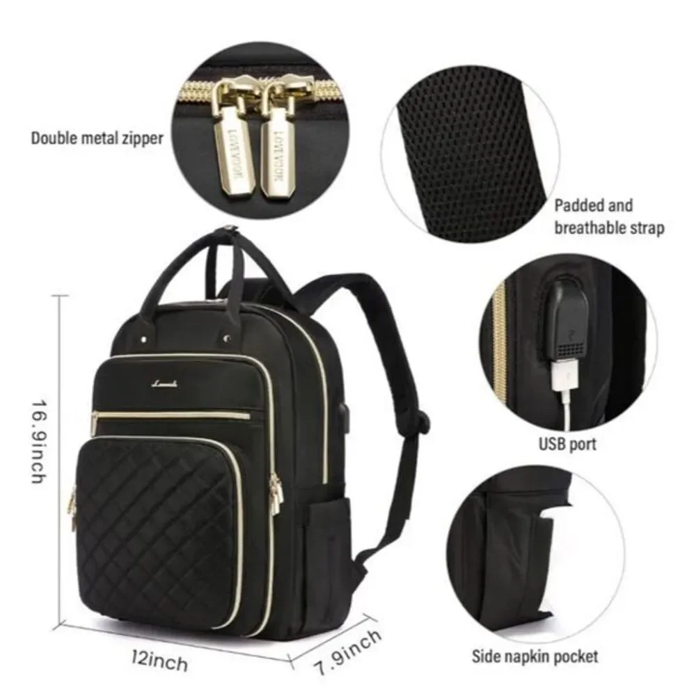 Extra Large Travel Backpack Purse for Women w/ USB Charging‎ Port
